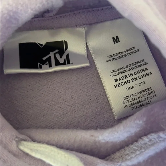 MTV Lavender Hoodie with Floral Design - Picture 3 of 6
